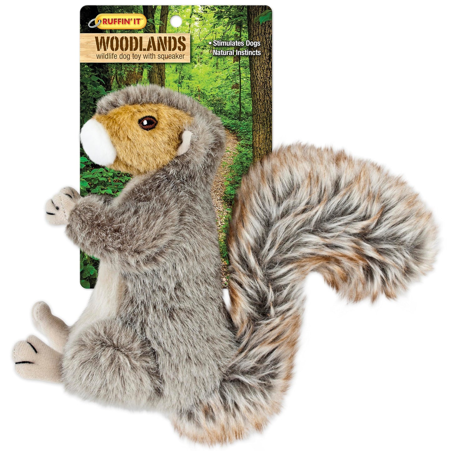 Ruffin' It Plush Dog Toy Squirrel - Large, Multi-Color, Model 7N16272-A