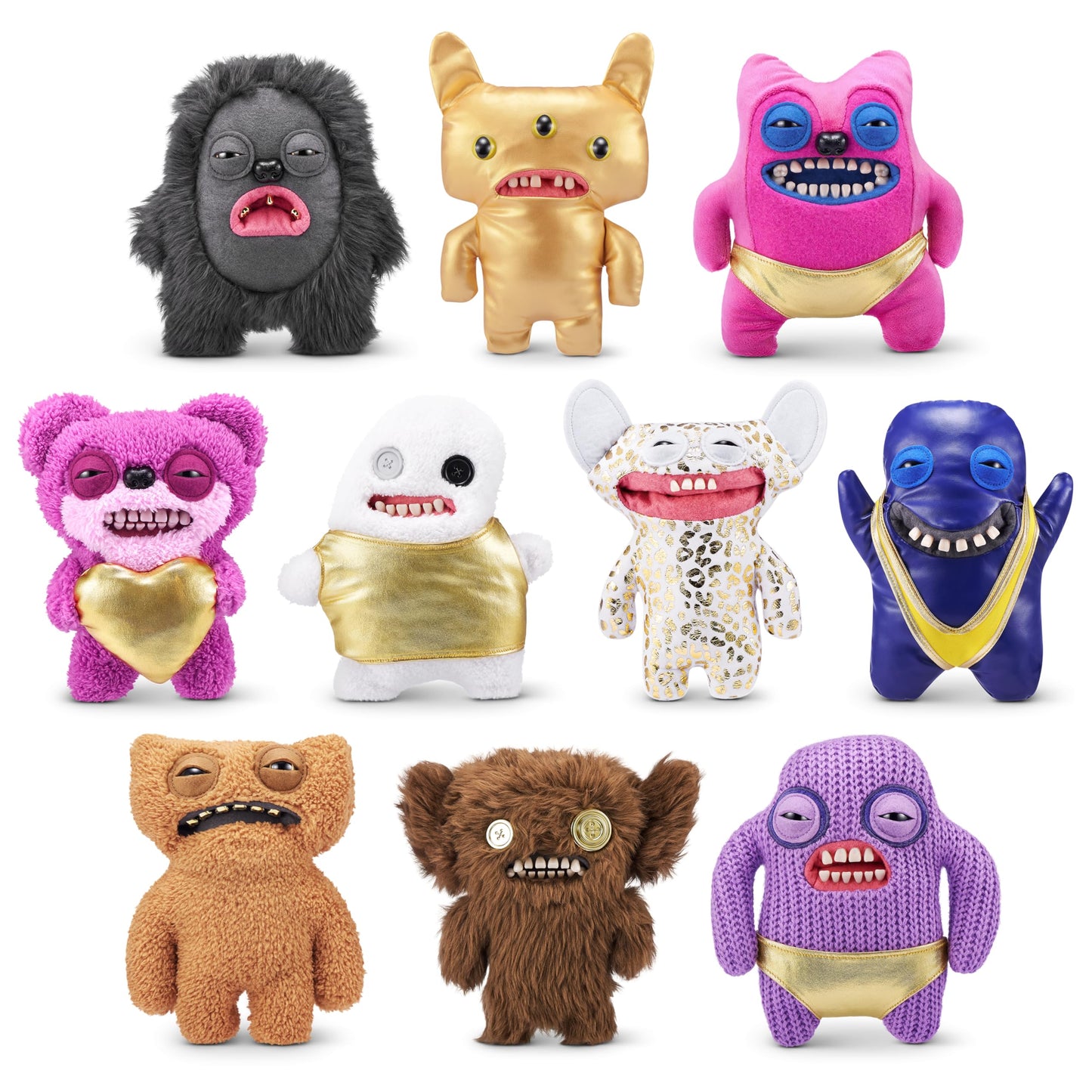 Fuggler Gold Fuggs By Zuru Funny Ugly Monster, Plush, Collectible, Toy (Teddy Bear Nightmare - Heart)