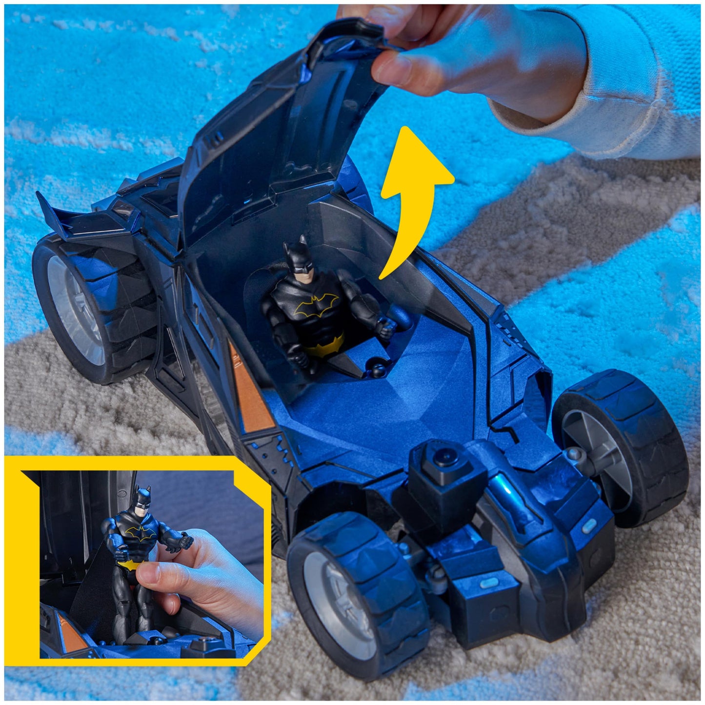 Dc Comics, Batman Batmobile Remote Control Car, Easy To Drive With 4-Inch Batman Figure, Kids Toys For Boys And Girls Ages 4 And