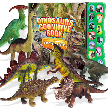 Dinosaur Toys,Dinosaur Sound Book With Pack Of 12 Toy Figures,Realistic Roars,Interactive Perfect For Kids Dinosaurs Educational Toys For 3 4 5 6Year Old Boys&Girls