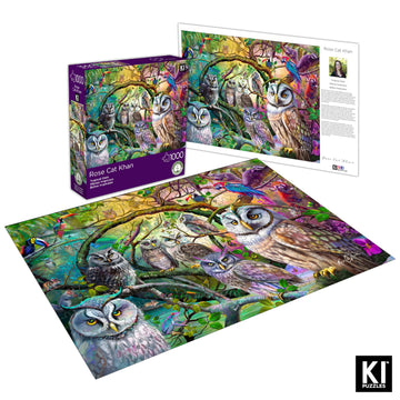 1000 Piece Puzzle for Adults - Hard, Challenging, Difficult Jigsaw - Rose Cat, Khan, Tropical Owls - Hidden Image Puzzle 27x20 I