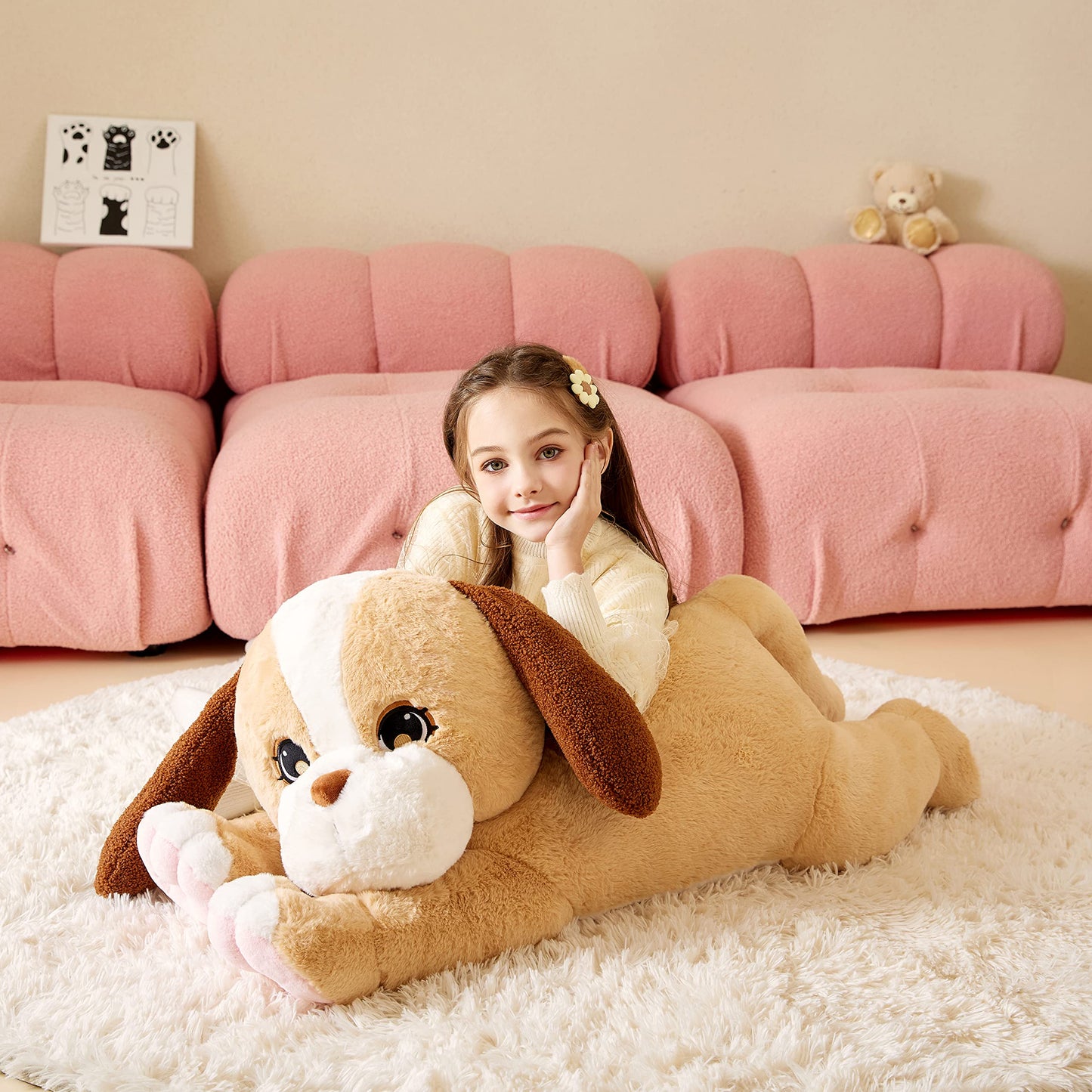 Tumyay Giant Labrador Dog Stuffed Animal Plush Soft Toy,Large Yellow Puppy Toys Jumbo 30'' Cute Big Size Huge Plushie,Birthday G