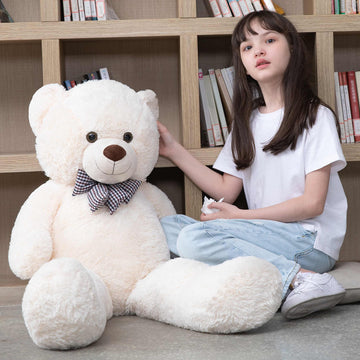 Morismos Giant Teddy Bear Stuffed Animals, 39 Inch Big Teddy Bear Plush, Soft Large Bear For Girls Girlfriend On Valentine Christmas Birthday, White
