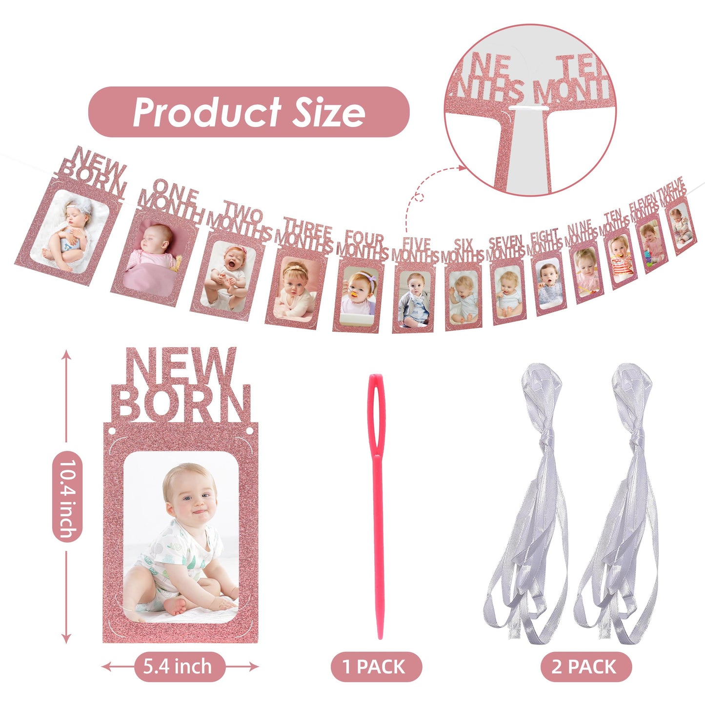 Crosize 1St Birthday Photo Banner Decorations For Baby From Newborn To 12 Months, Boy Or Girl Monthly Milestones Garland, One Ye