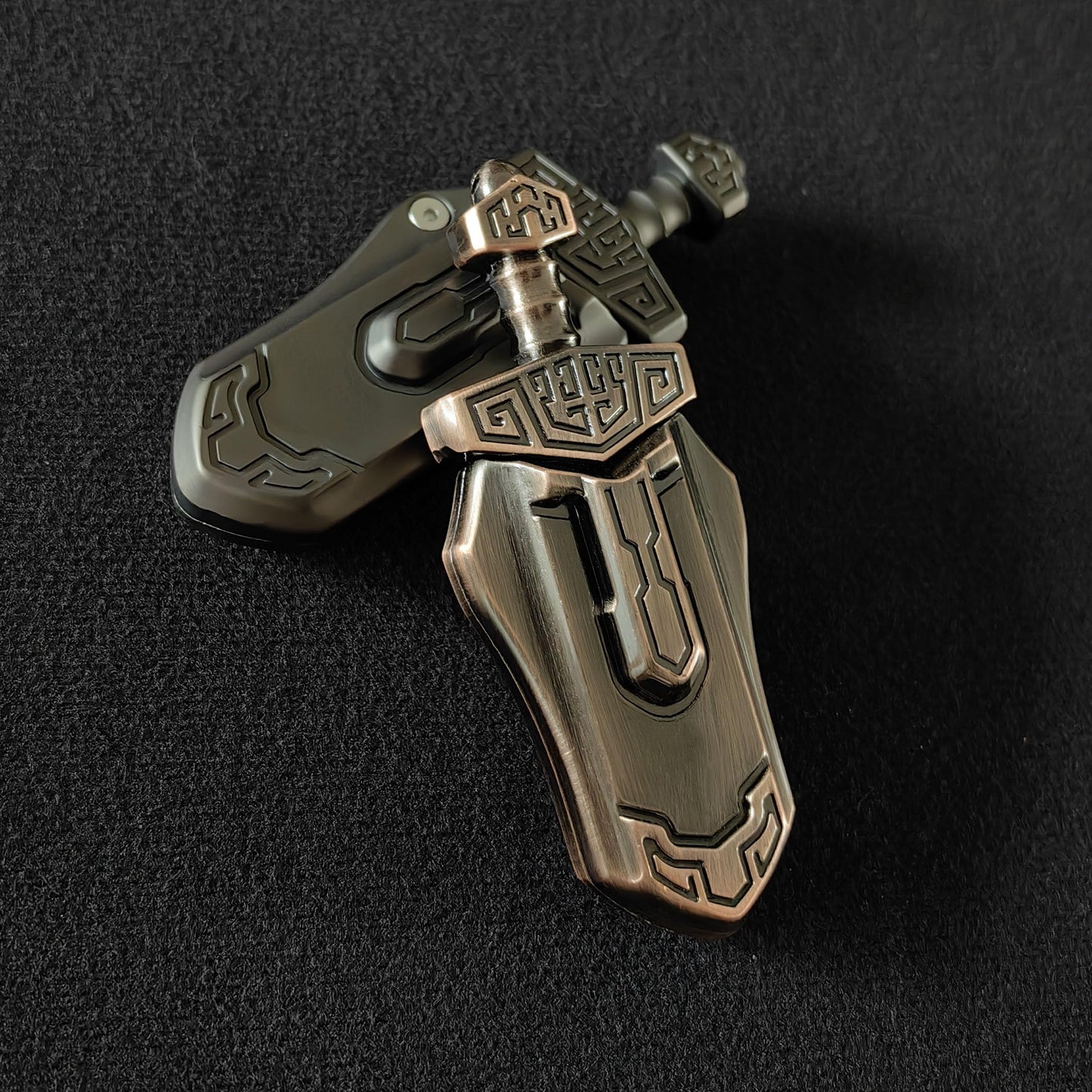 T-Conceal EDC decorative replica blade Decompression Toys Fidget Sliders Fidget Toys Stress Relief for mature-themeds Magnetic Metal Toys Anti-Anxiety Office Desk Toys (Grey+Bronze)