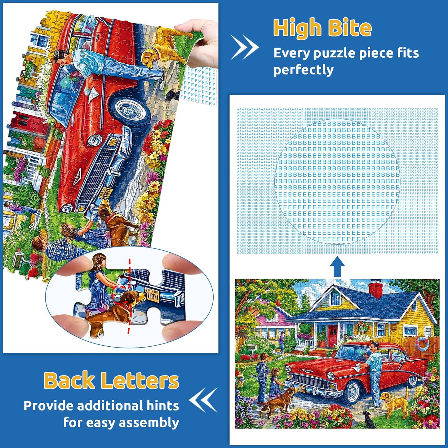 500 Piece Puzzle for Adults,Family Car Wash Puzzles for Adults Kids Elderly,Recycled Cardboard Weekend Life Puzzles 500 Piece,Ch