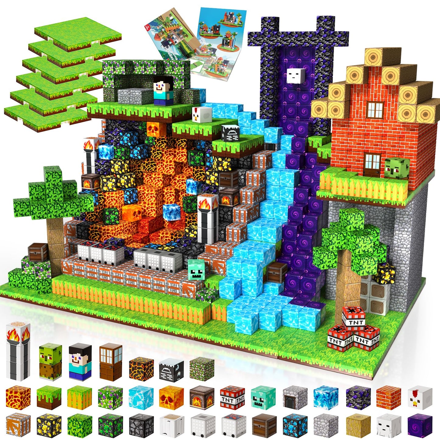 200PCS Magnetic Building Blocks with 6 Baseplate  Magnetic Blocks Cubes for Kids Ages 4-8  Stacking Magnet Blocks STEM Building Toys for Boys Girls Ages 3 4 5 6 7 8-12 Birthday Gifts