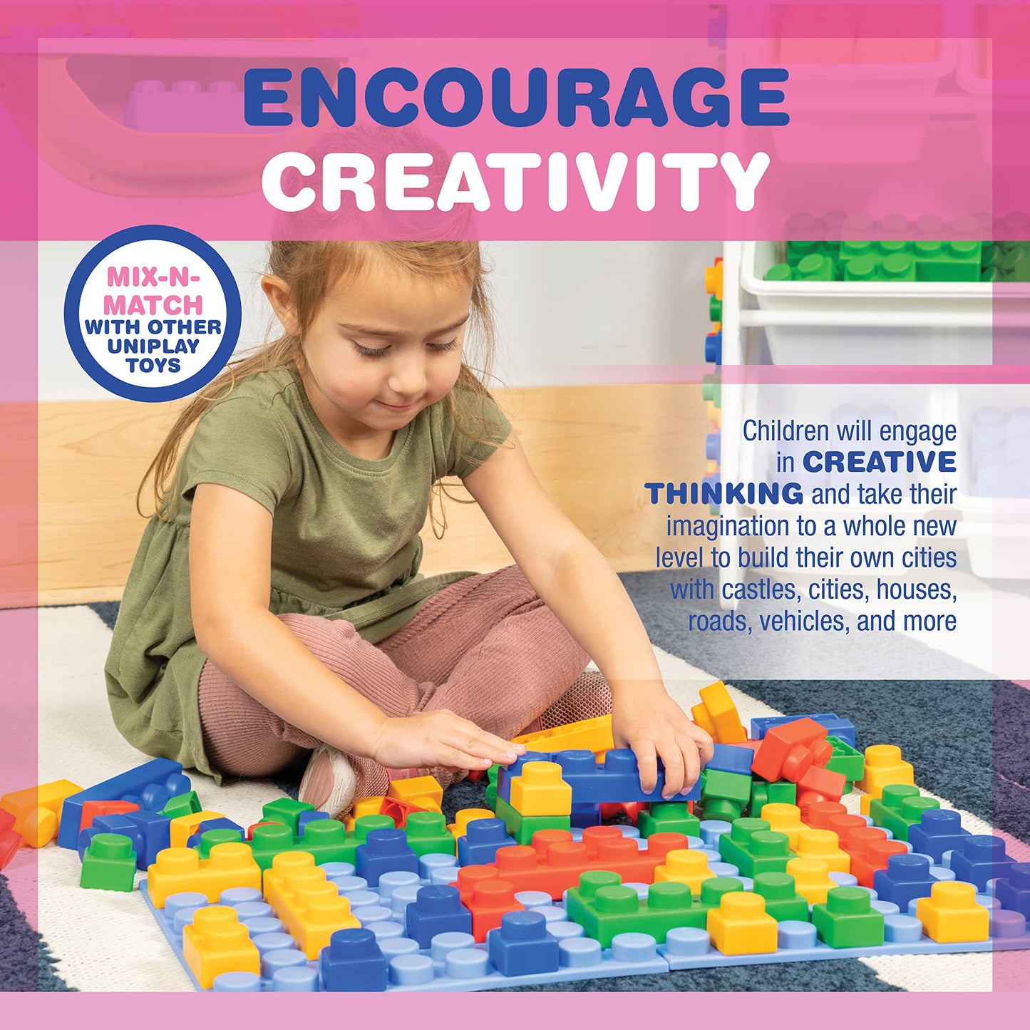 Uniplay Platform Building Block Base Plates — 11X11 Inch Stackable Building Platform Set, Learning Toy, Special Education For Ages 3 Months And Up (4-Piece Set)