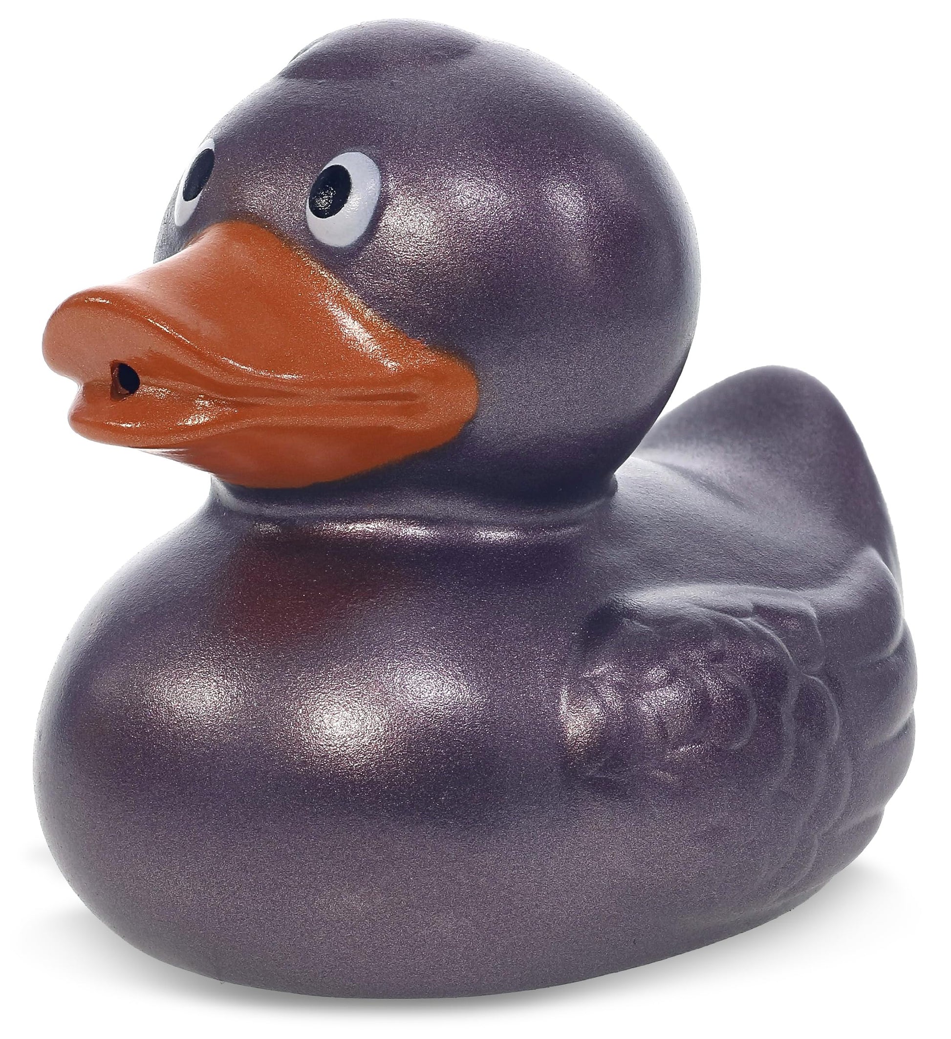 DolliBu Metallic Purple Duck Bath Buddy Squirter - Floating Purple Duck Rubber Bath Toy  Fun Water Squirting Bath Time Play for Toddlers  Animal Toy for Bathtub  Beach  and Pool for Girls and Boys