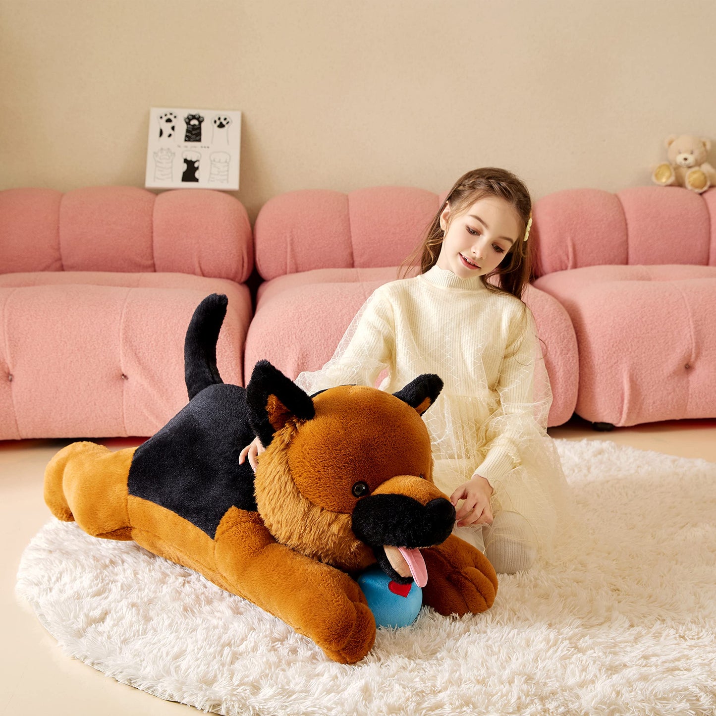 Tumyay Giant German Shepherd Dog Stuffed Animal Plush Soft Toy,30'' Large Cuddly Puppy Toys Jumbo Cute Big Size Huge Plushy Plus