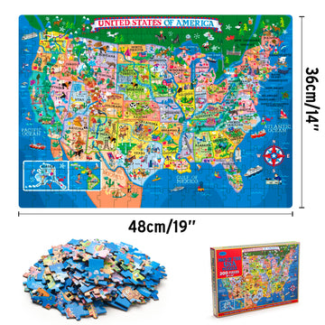 MOTYAWN USA Map Puzzle for Kids - 200 Piece United States Puzzle - 50 States with Capitals for Kids Ages 4 and Up  America Jigsaw Puzzle Childrens Geography Puzzles Preschool Toys