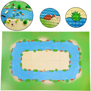 TACYILLU 6 Pack Grassland Rivers Pattern Baseplate 10 x 10 - Building Brick Base Plate Tight Fit with Major Brands for City Road