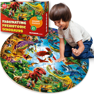 QUOKKA Giant Puzzles for Kids Ages 4-6 - 48 Piece Round Puzzles for Toddlers 3-5