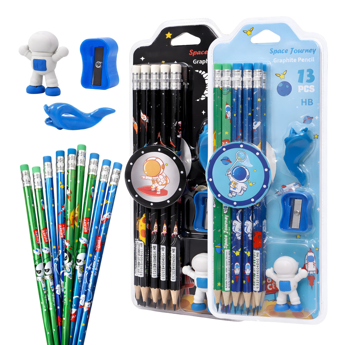Toyshine Pack Of 26 Space Stationary Set  20 Pencils, 2 Erasers, 2 Sharpner, Birthday Party Return Gift Party Favor For Kids  