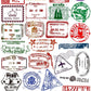 Vinyl Travel Immigration Postmark Stickers 50 Pcs Suitcase Stickers Pack Waterproof Decals For Water Bottle Laptops Ipad Cars Lu