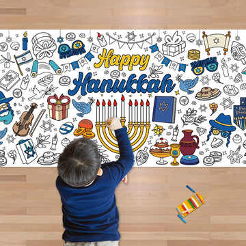 OHOME Hanukkah Giant Coloring Poster/Tablecloth-Hanukkah Decorations - 30 x 72 Inches Jumbo Coloring Banner Kids Crafts Gifts Ac