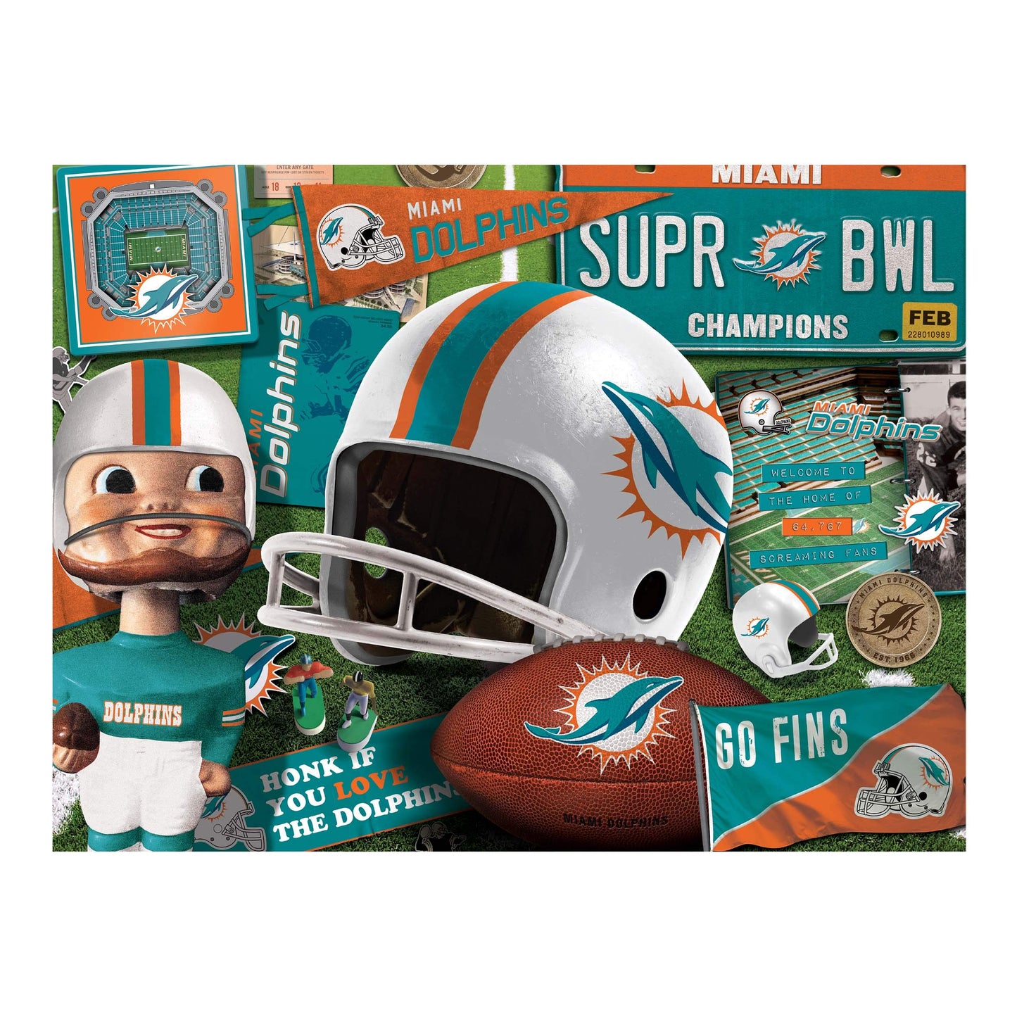 YouTheFan NFL Miami Dolphins Puzzle - 500 Pieces, Cardboard, Team Colors, Model 0951391