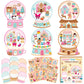 CY2SIDE Christmas Snow Globe House Stickers - 12 Set Christmas Pink Gingerbread Candy House Scene Stickers for School Reward, DI