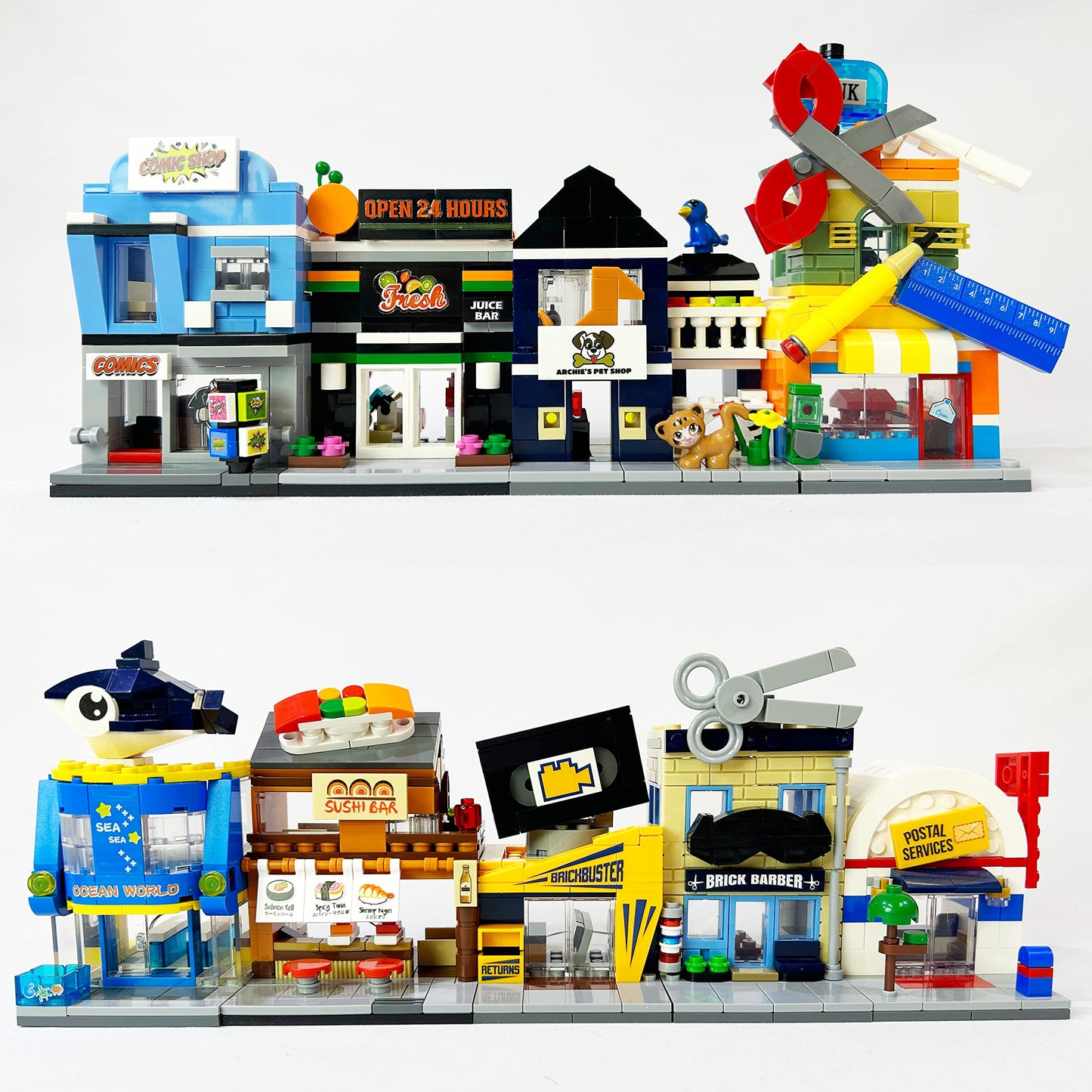 Brick Loot Exclusive Mini City Video Rental Store - Custom Designed 123 Piece Model - Compatible With Lego And Other Major Brick