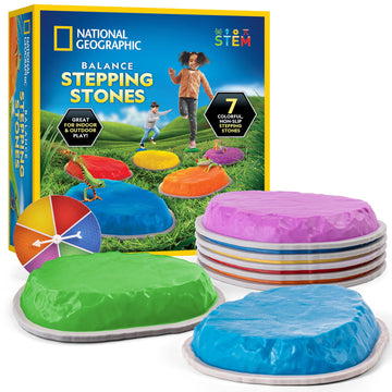 Blue Marble National Geographic Stepping Stones For Kids - 7 Durable, Non-Slip Stones Encourage Toddler Balance & Motor Skills,