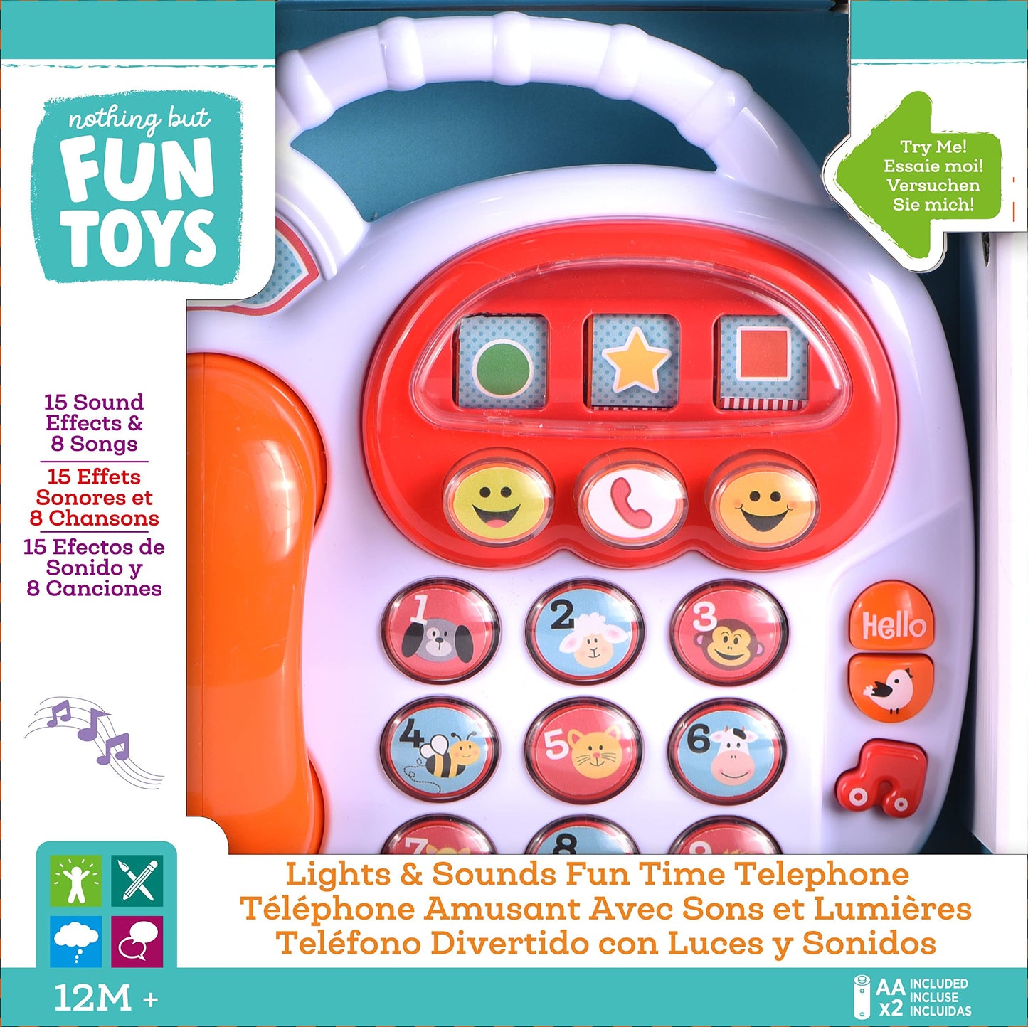 Nothing But Fun Toys Lights And Sounds Fun Time Telephone Designed For Children Ages 12+ Months, Multicolor