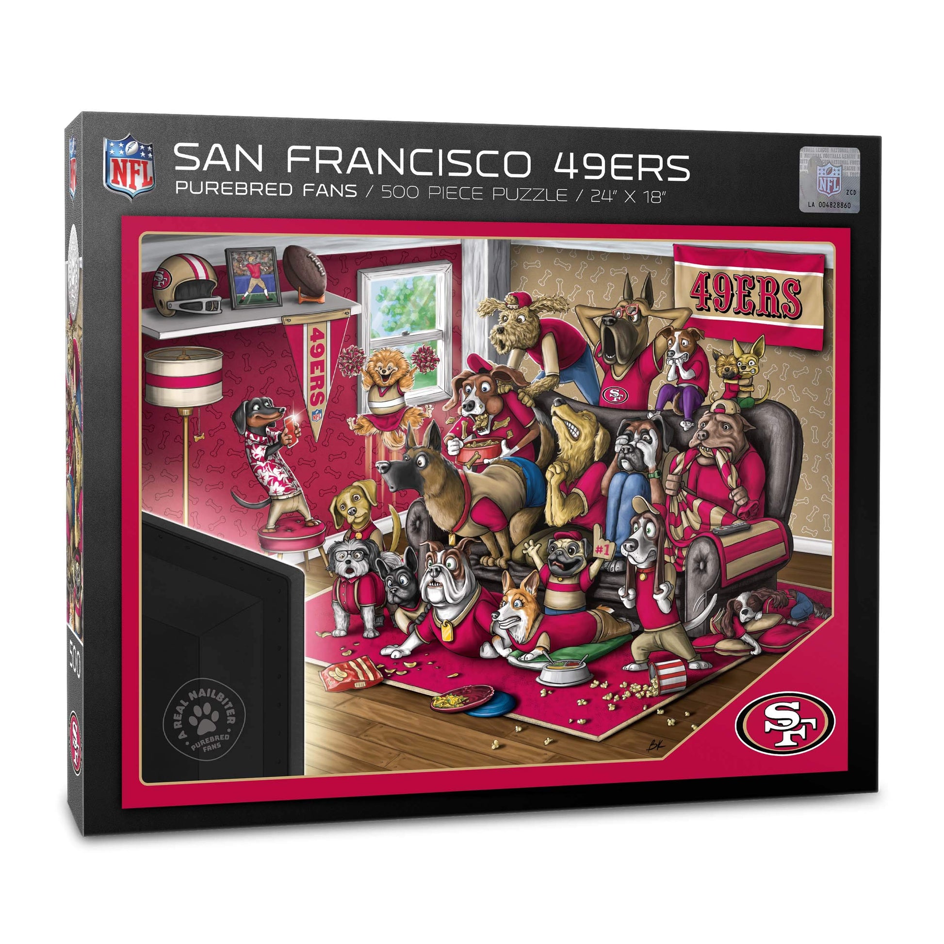 YouTheFan unisex mature-themed San Francisco 49ers Purebred Fans 500pc Puzzle A Real Nailbiter   Team Colors  500 Piece US