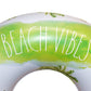 Rae Dunn x CocoNut Float Beach Vibes Palm Tree Pattern Ring Float - mature-themed Size Large 48 Inch Inflatable Raft & Durable Water Inner Tube - Stable Ride-On for Summer Parties & Swim Events