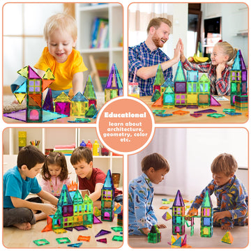 Cossy 60 Pcs Magnet Tiles Magnetic 3D Building Blocks Set Educational Construction Toys For 3+ Year Kids With Stronger Magnets, Rivets-Fastened, Educational,Recreational, Conventional