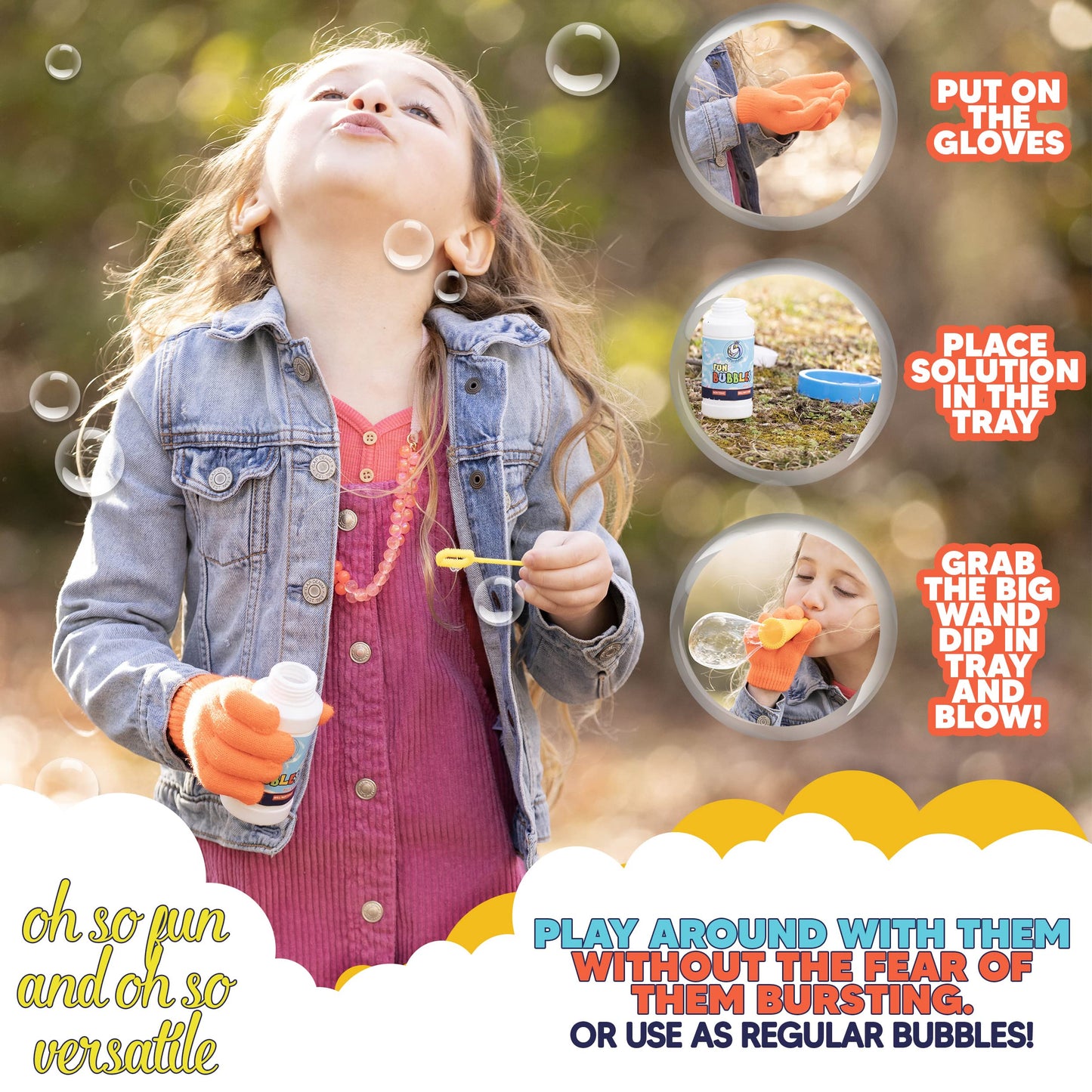 Touchable Bouncing Bubble Kit for Kids - Unpoppable Bubbles Solution Toy for Indoor & Outdoor Play - Unique  Big Bubble Maker Game Makes a Great Gift for Boys & Girls