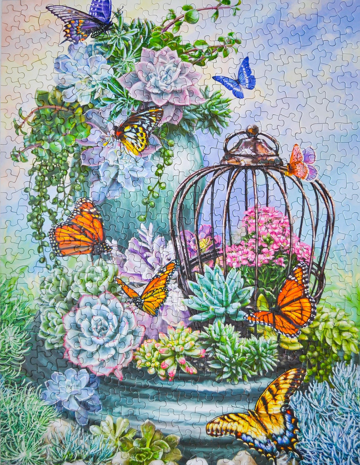 Springbok 500 Piece Jigsaw Puzzle - Butterfly Bliss, Multicolored, 23.5x18 inches, Cardboard, Model 33-01665, Made in USA
