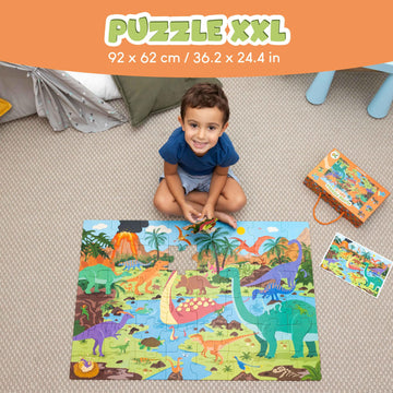 BONNYCO Giant Floor Puzzles for Kids of Dinosaurs with 48 Large Pieces. Jumbo Puzzle 36.2 x 24.4 in, Gifts for Boys and Girls, E