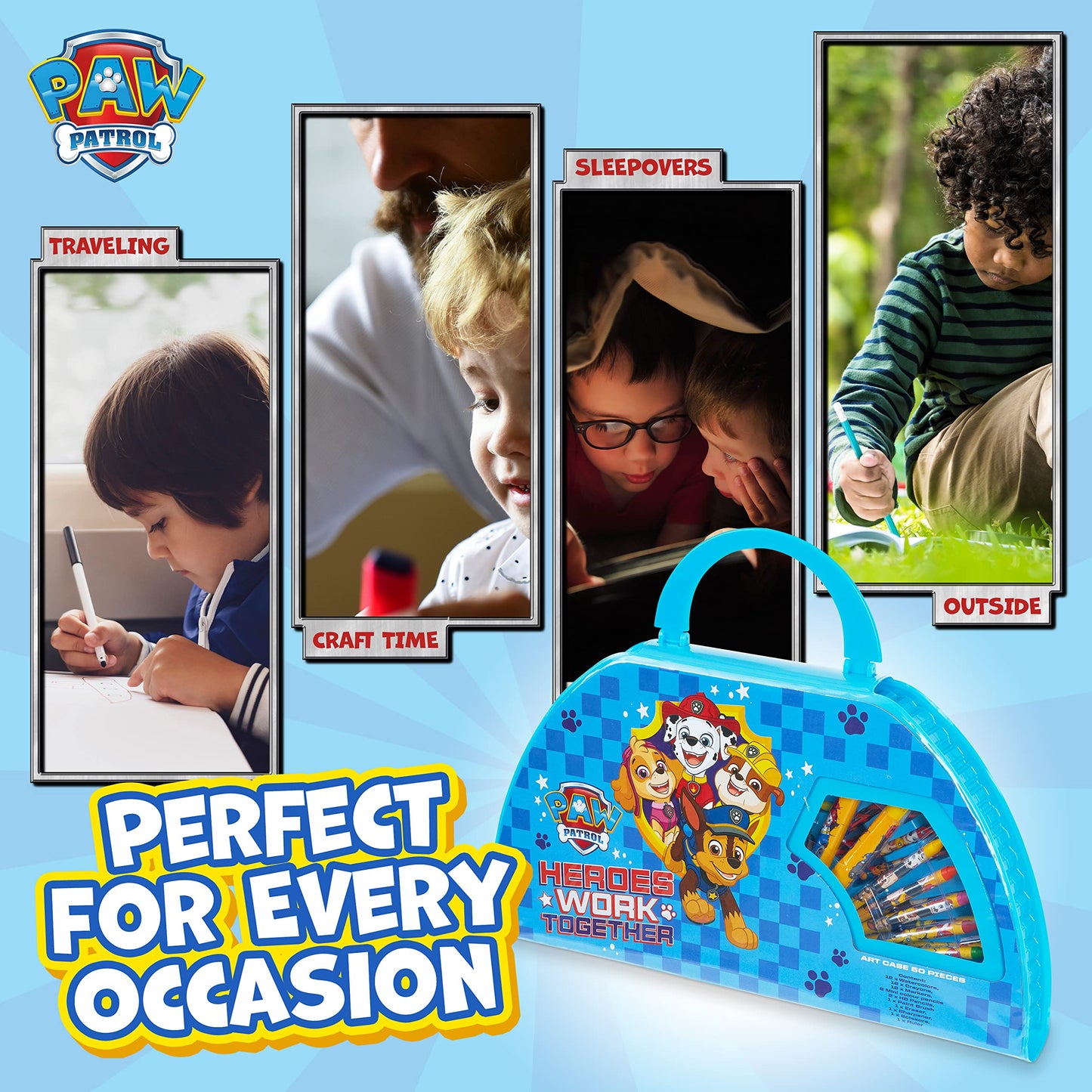 Paw Patrol Art Set, Colouring Sets for Children, Over 40 Art Supplies for Kids (Blue)