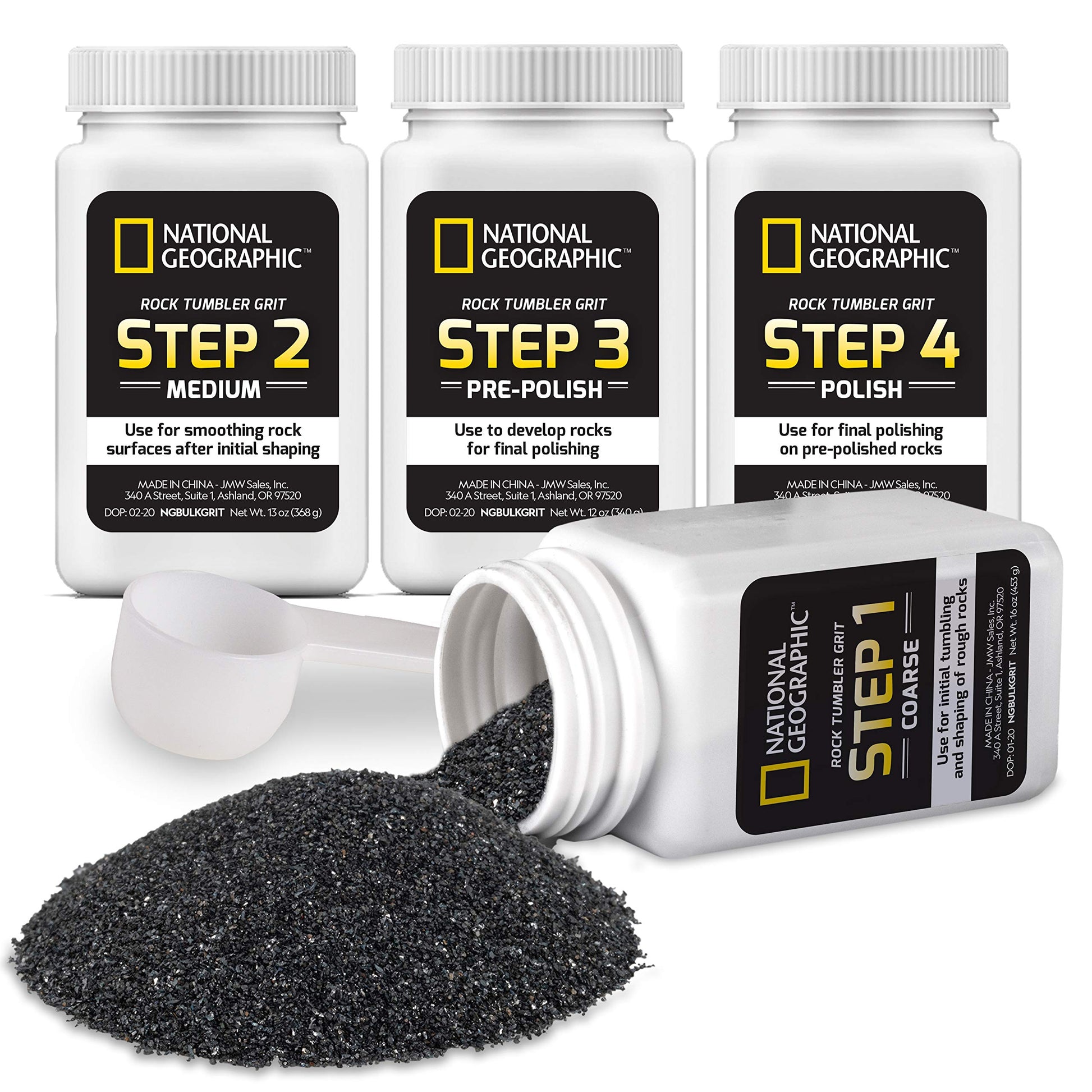 National Geographic Rock Tumbler Grit And Polish Refill Kit - Tumbling Grit Media, Polish Up To 20 Lbs. Of Rocks, Works With Any Rock Polisher, Rock Tumbler Supplies