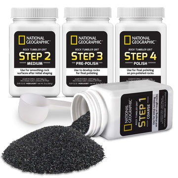 National Geographic Rock Tumbler Grit And Polish Refill Kit - Tumbling Grit Media, Polish Up To 20 Lbs. Of Rocks, Works With Any Rock Polisher, Rock Tumbler Supplies
