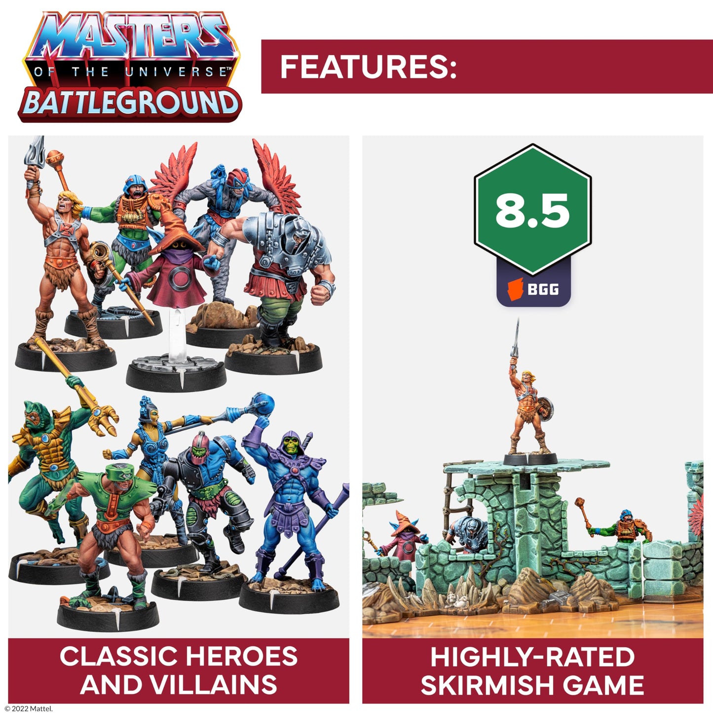 Masters of The Universe Battleground Expansion Set Wave 1 Motu Faction - Includes Warrior Goddess Teela and Sorceress Miniatures
