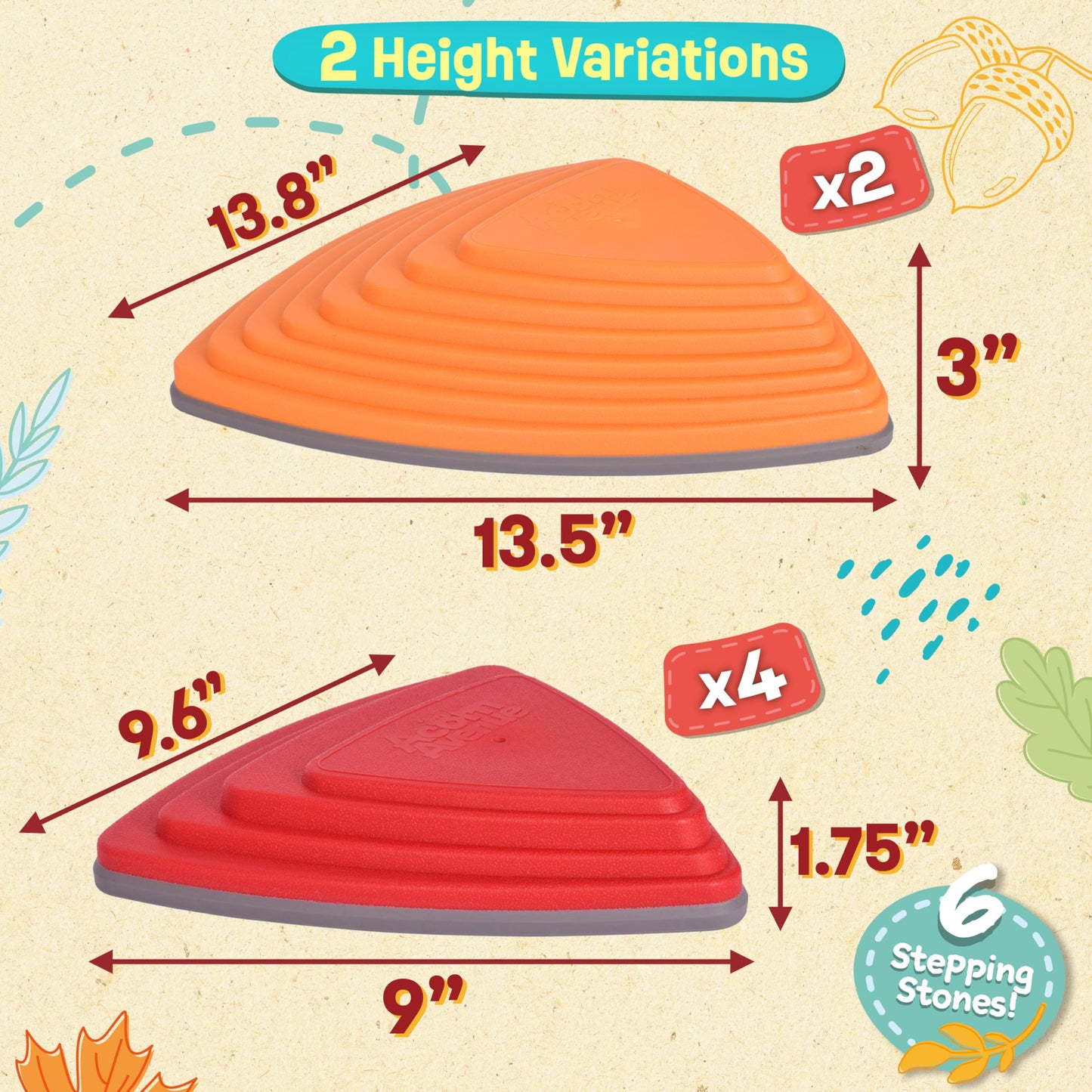 Balance Stepping Stones For Kids - Durable Non-Slip Stones Encourage Toddler Balance & Gross Motor Skills, Indoor & Outdoor Toys