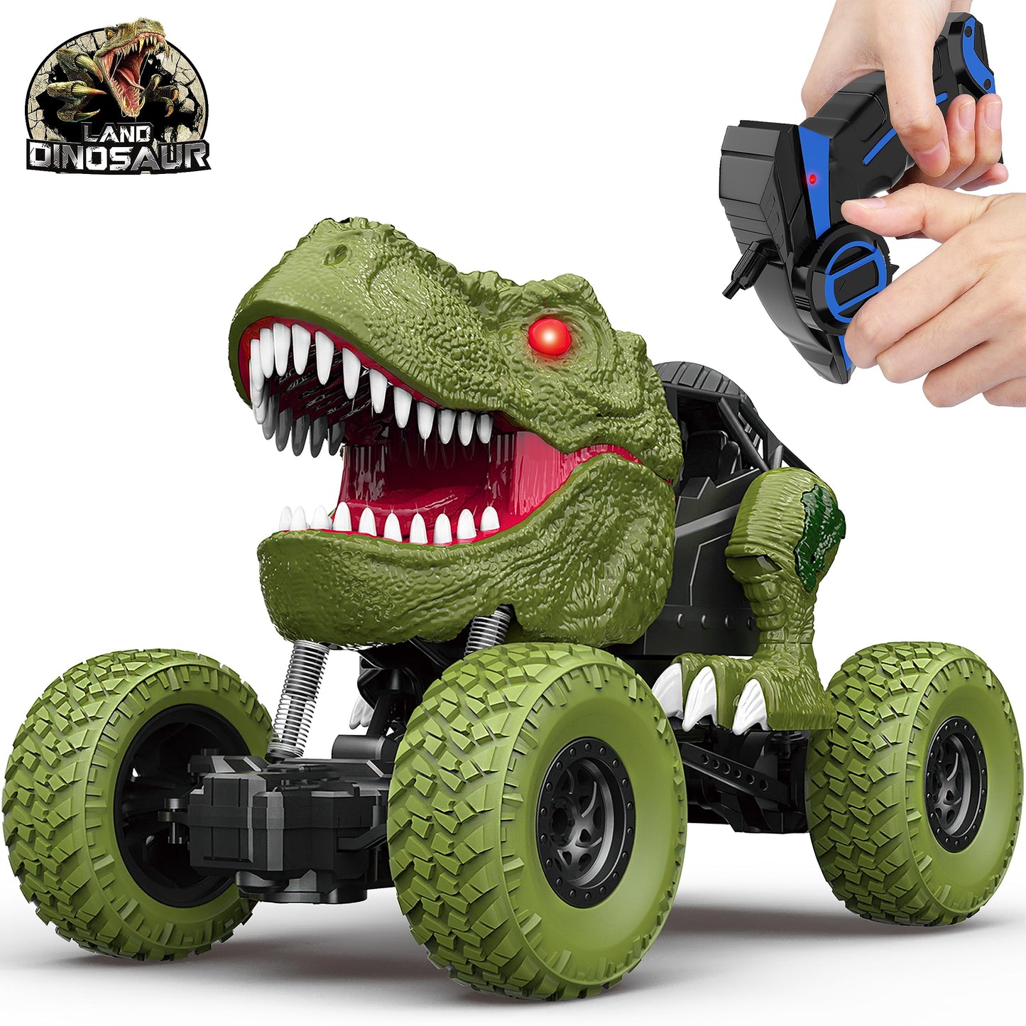 Remote Control Dinosaur Car for Kids Boys, 2.4Ghz RC Dinosaur Monster Truck Toys for Toddlers with Light, Family Fun, Hobby RC C