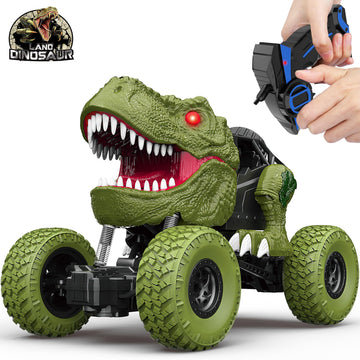 Remote Control Dinosaur Car for Kids Boys, 2.4Ghz RC Dinosaur Monster Truck Toys for Toddlers with Light, Family Fun, Hobby RC C