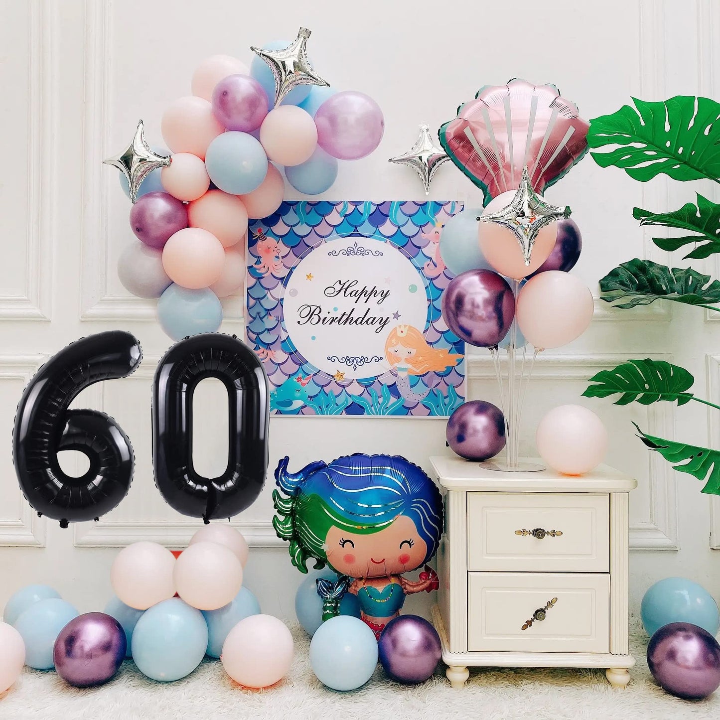 Smlpuame 40 Inch Number Balloon 0-9 Black Large Number 60 Balloons,Digital Balloons For Birthday Party Celebration Decorations S