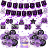 Purple 80Th Birthday Decorations For Women Men Purple Black 80Th Birthday Banner Hanging Swirls 80Th Birthday Balloons Happy 80Th Birthday Cake Topper For Purple Cheer To 80 Years Party Supplies
