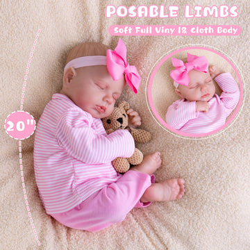 Ekokiz Reborn Baby Dolls 20-Inch Soft Body Realistic Baby Dolls That Look Real Baby Dolls With Hand-Painted Details Lifelike Sle