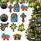 DoubleFill 48 Pcs Christmas Nativity Suncatchers Craft Kits DIY Christmas Tissue Paper Kits VBS Sunday School Craft Kit for Holy