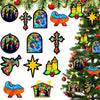 DoubleFill 48 Pcs Christmas Nativity Suncatchers Craft Kits DIY Christmas Tissue Paper Kits VBS Sunday School Craft Kit for Holy
