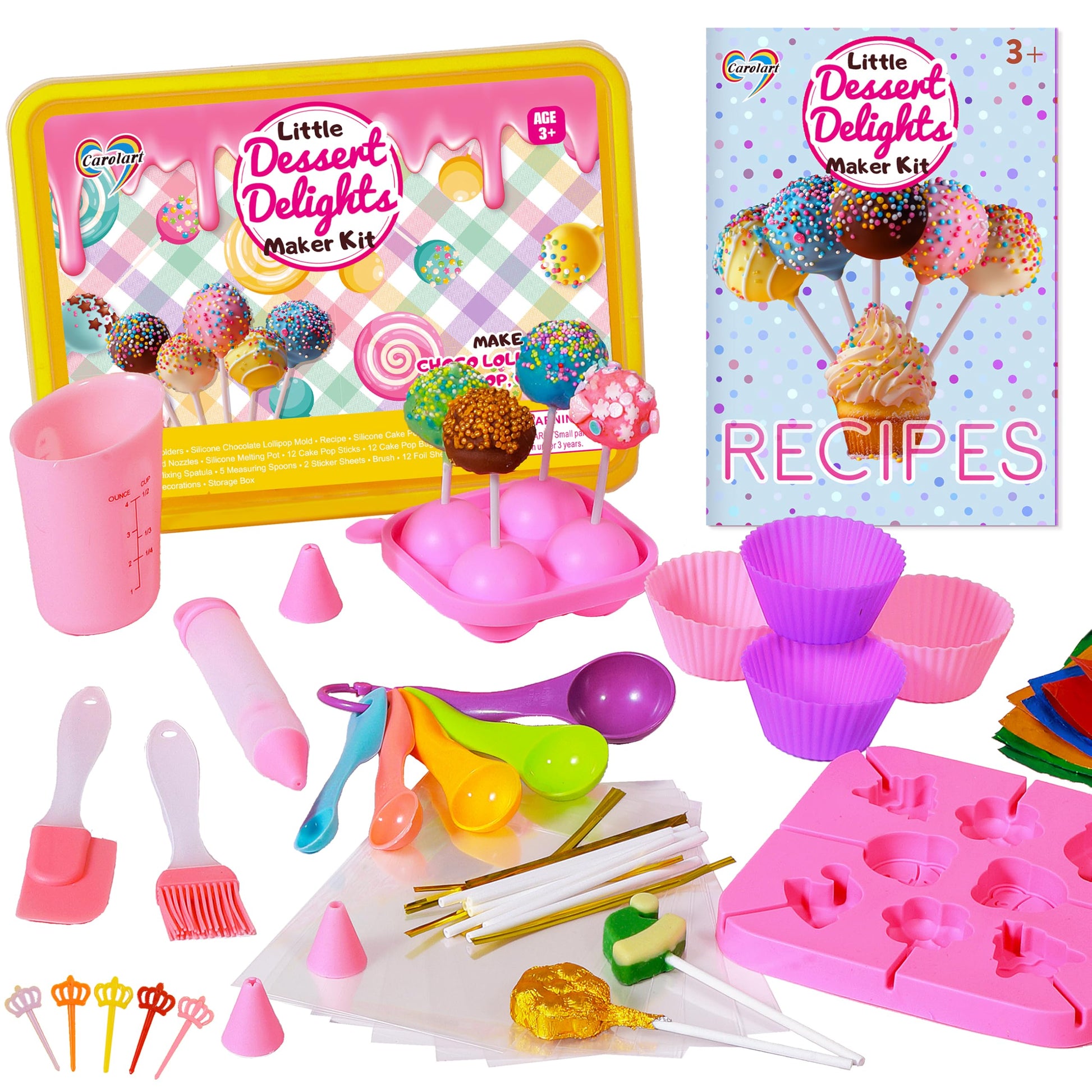 Cake Pop Kit,Kids Baking Sets for Kids,Lollipop Making Kit for Girls,Chocolate and Cupcake Making Kit Includes Silicone Cake Pop