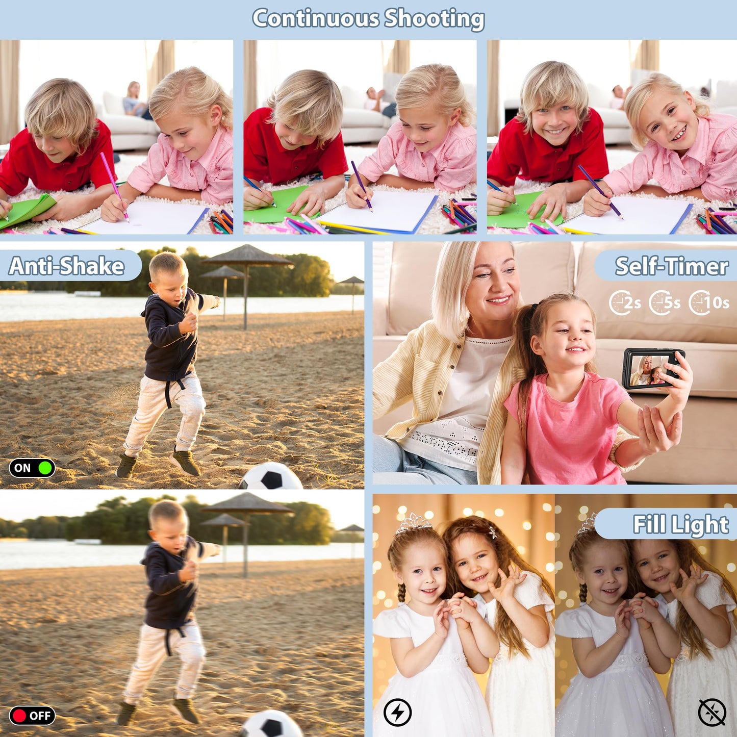 Kids Camera Toys For Boys Girls,Digital Video Camera Toys For Kids With Mp3 Music Player And 32Gb Sd Card,Ideas Birthday Gifts F