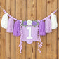 HODIHIWI Handmade Wildflower 1st Birthday HighChair Banner Purple White Party Decoration For Girls Hangings Decorative