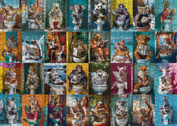 Funny Animal Puzzles 1000 Piece Puzzle For Adults, Pooping Animal Puzzle Jigsaw Puzzles Colorful Puzzle, Lion Elephant Panda Animal Kingdom Puzzle
