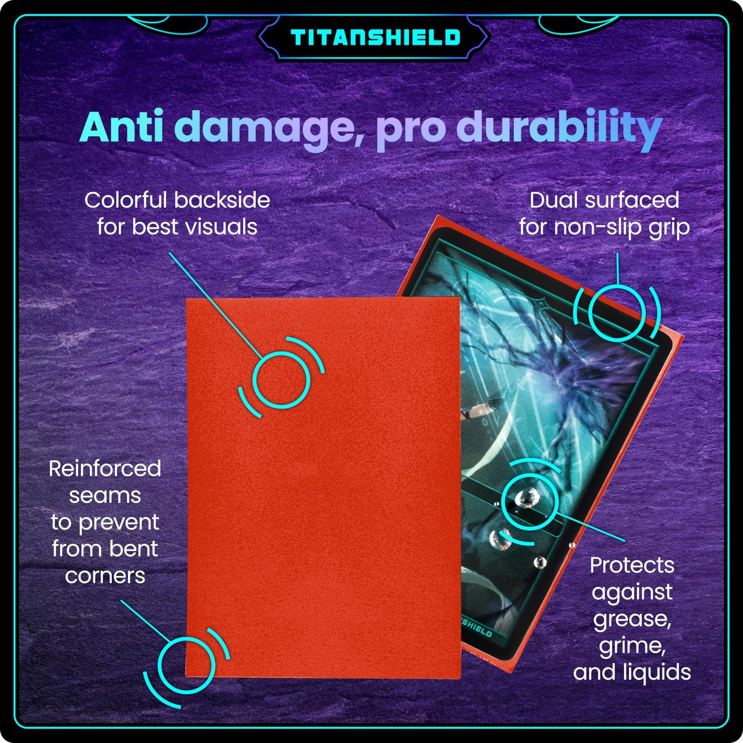 TitanShield (150 Sleeves/Red Standard Size Board Game Trading Card Sleeves Deck Protector Compatible with Pokemon  MTG Magic The Gathering