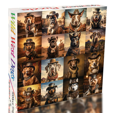 Bgraamiens Puzzle-Wild West Dogs-1000 Pieces Puzzle Fun Dog & Wild West Theme Jigsaw Puzzles For Adults And Kids(Wild West Dogs)