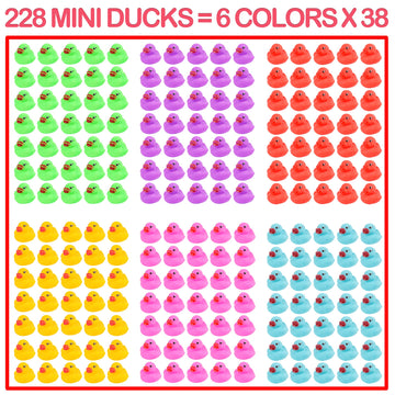 228-Pack Mini Rubber Ducks Set, Mini Colorful Rubber Duckies Bath Toy For Child,Float & Squeak Tiny Ducks Pool Toy Set For Kids Party Favors,Birthday Party Supplies,Prize Rewards